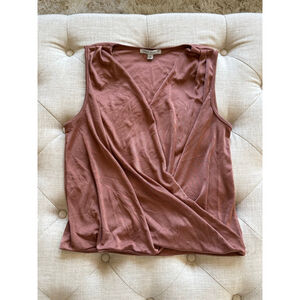 Women's Green Envelope Brown Sleeveless Wrap Tank Top M